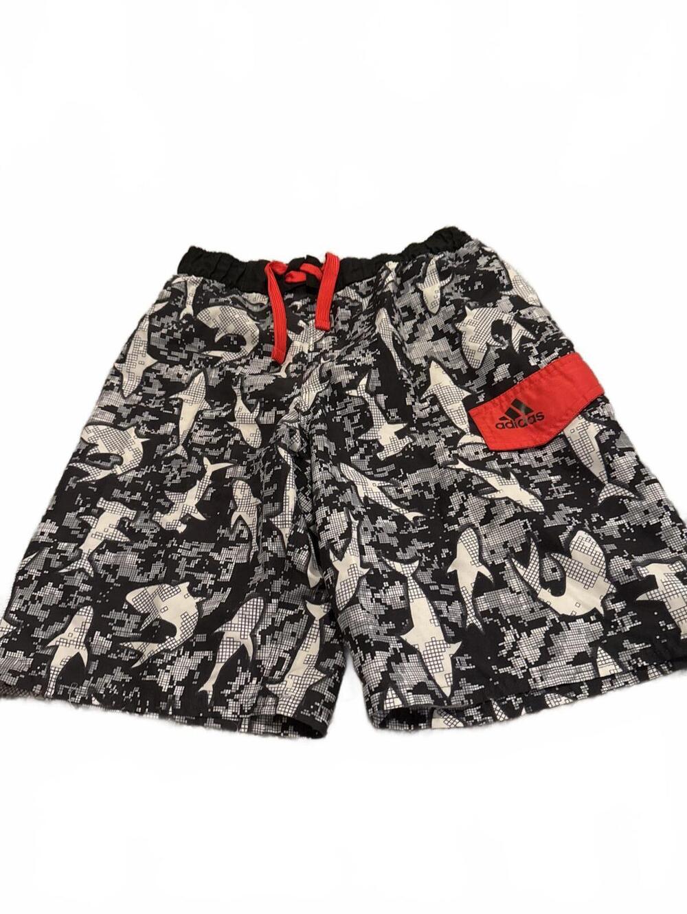 Adidas Boys Swim Trunks Gray Shark Print Large - Sporty Casual Fit